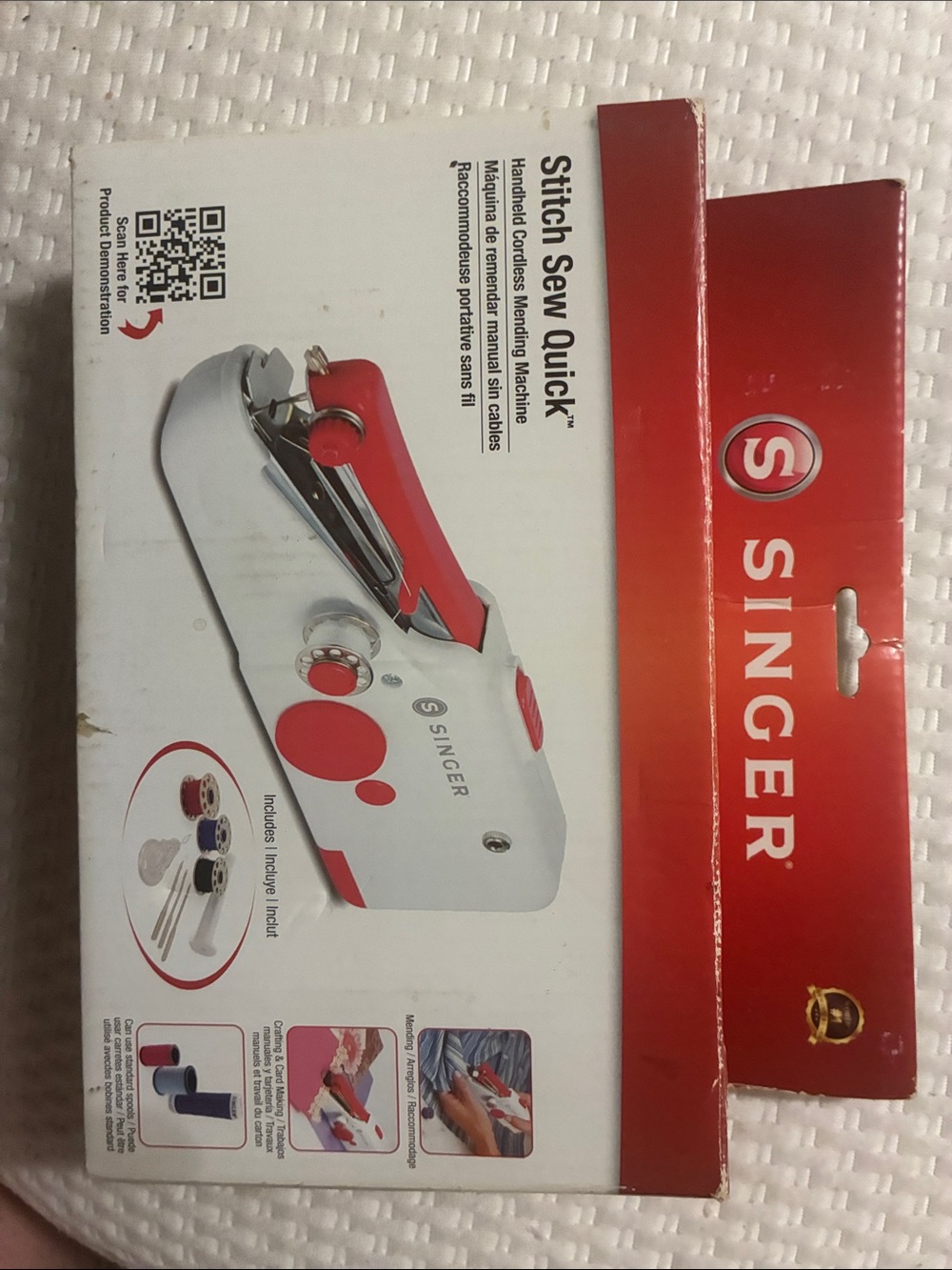 Singer Stitch Sew Quick Handheld Sewing Machine - White & Red